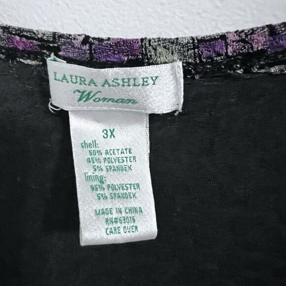 Laura Ashley Art to Wear Blouse Size 3X Plus Slinky Retro Open Top Fairy Whimsy - Picture 5 of 6